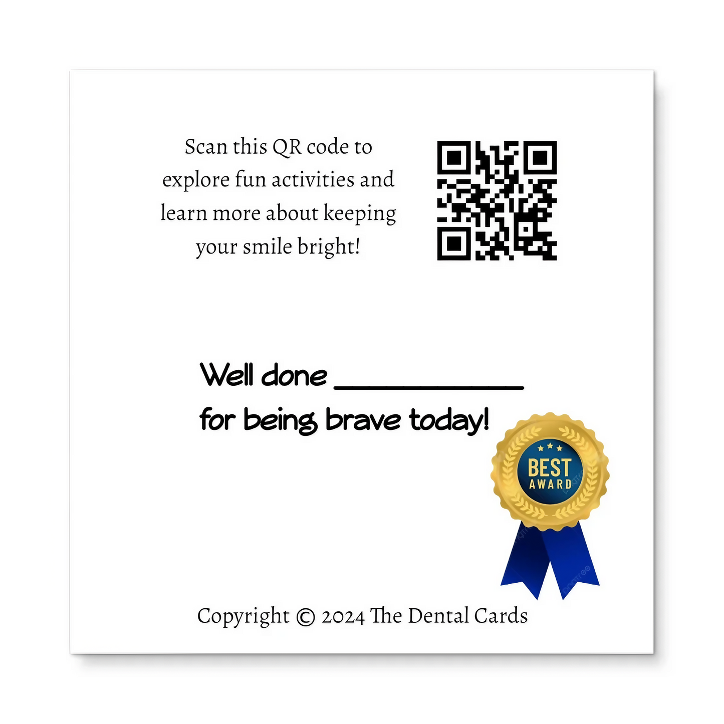 Unicorn | Mini Square Dental Award Cards (6.5cm x 6.5cm)