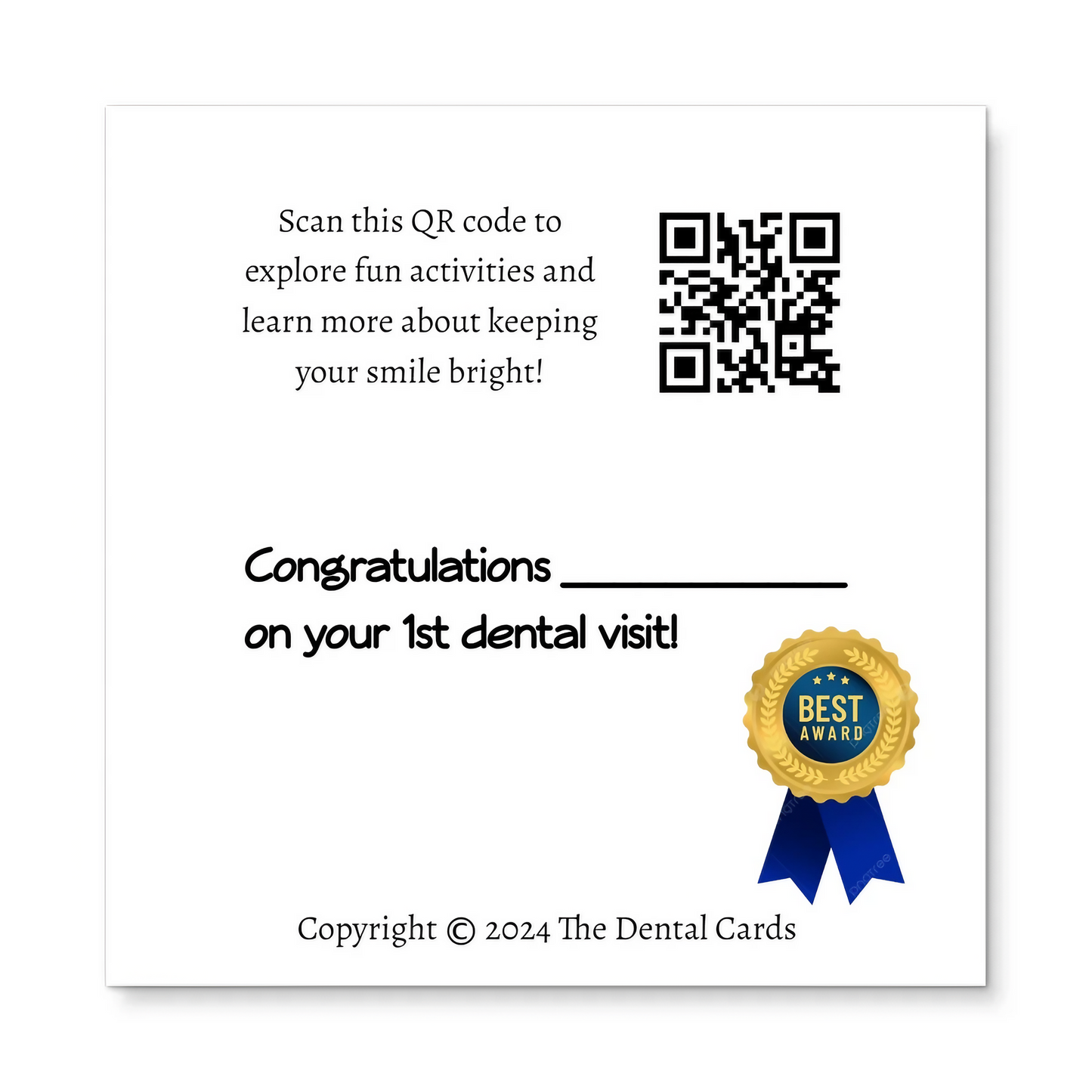 Unicorn | Mini Square Dental Award Cards (6.5cm x 6.5cm)