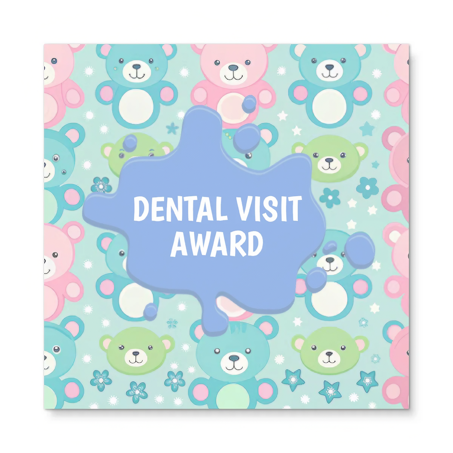 Teddy Bear | Mini Square Dental Award Cards (6.5cm x 6.5cm)