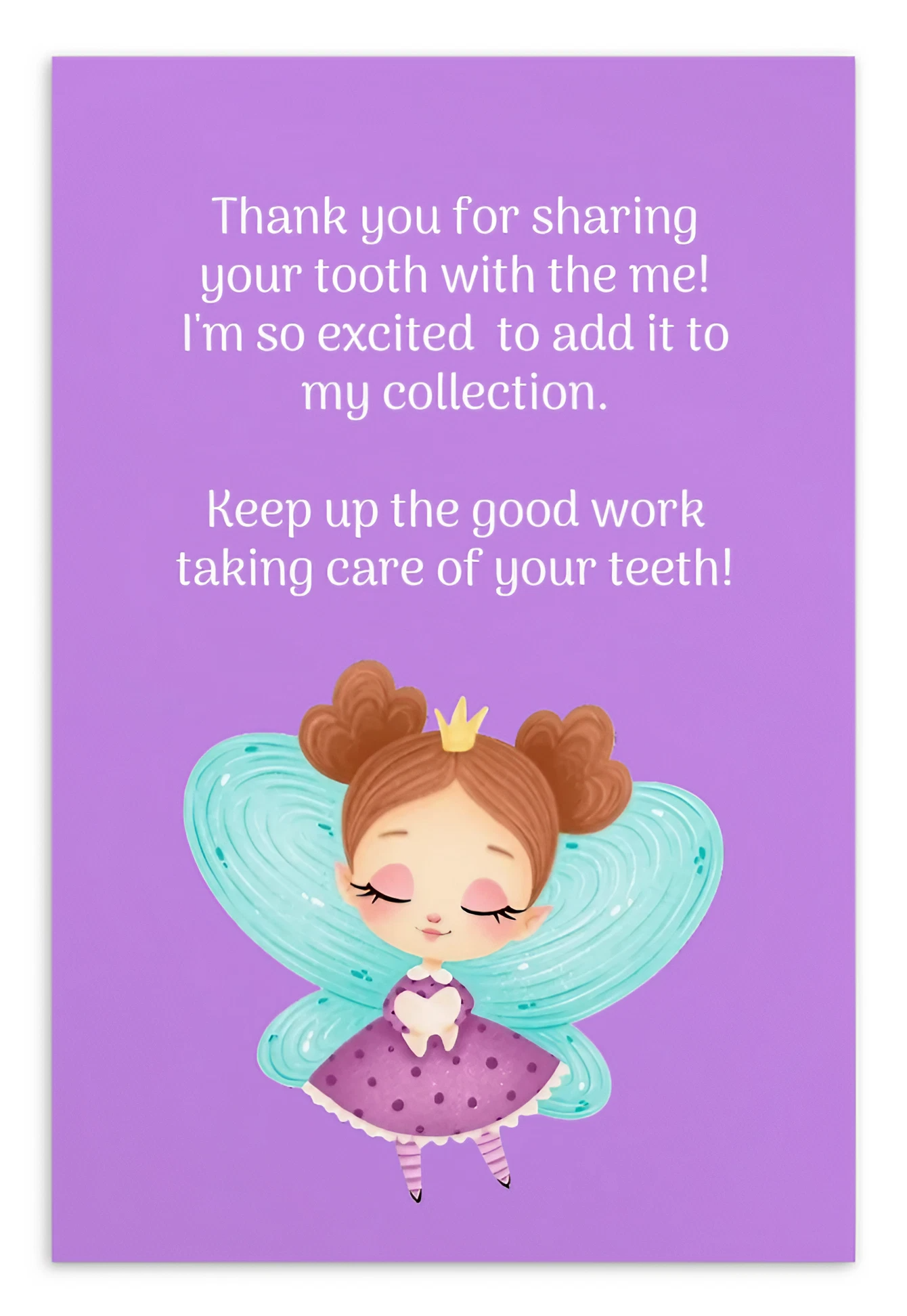 Tooth Fairy Thank You Cards-  Thank You For Sharing Your Tooth With Me!