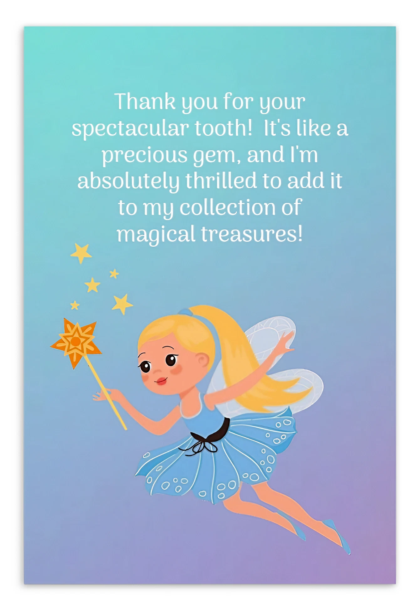 Tooth Fairy Thank You Cards-  Thank You For Your Spectacular Tooth!