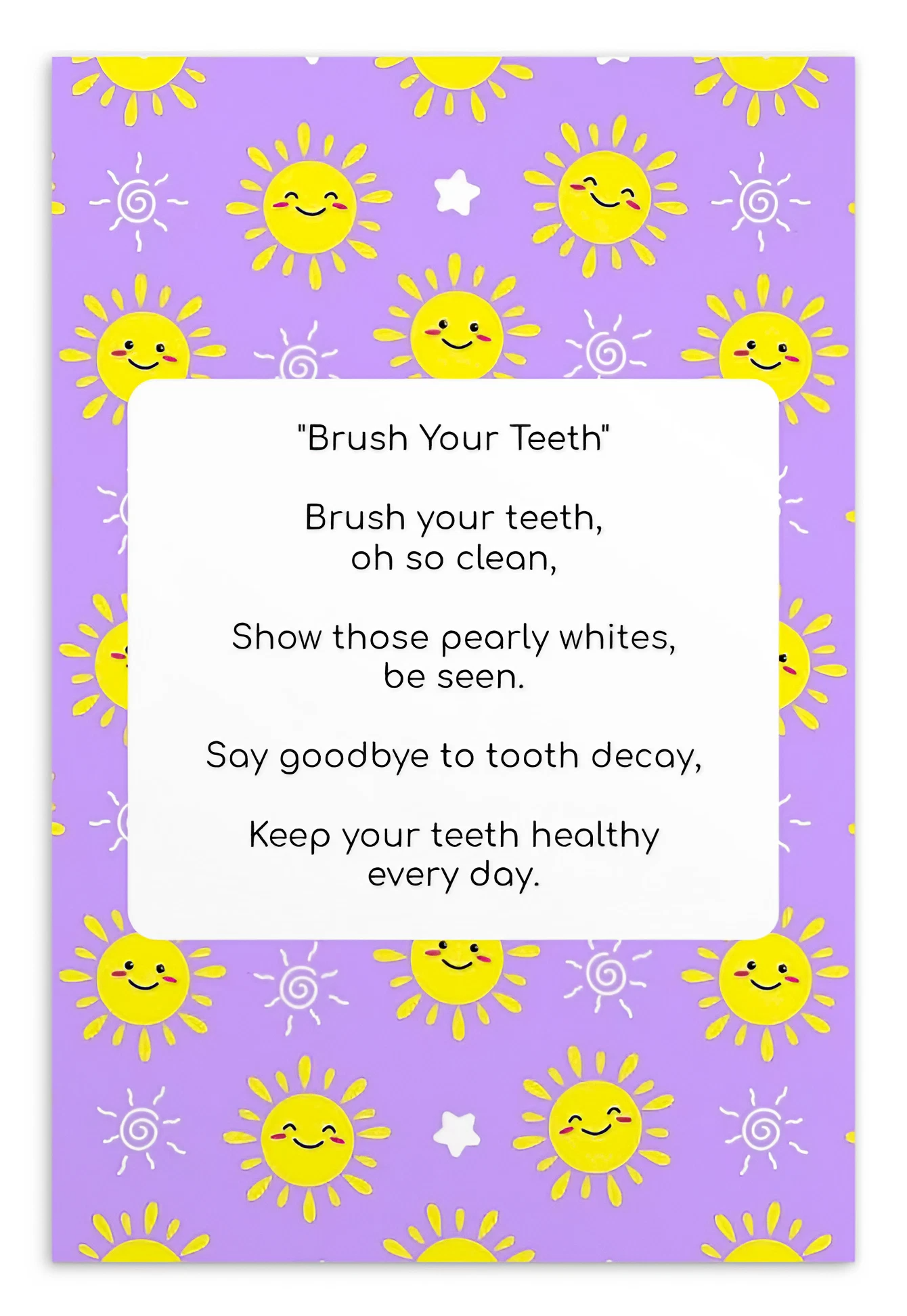Toothbrushing Song Cards- Brush Your Teeth