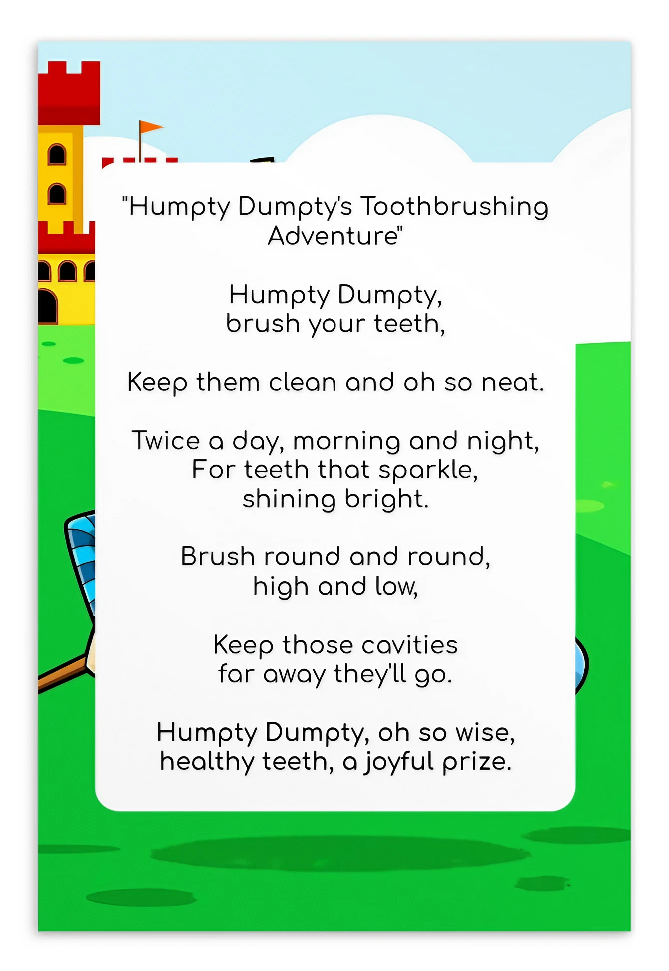 Toothbrushing Song Cards- Humpty Dumpty's Toothbrushing Adventure