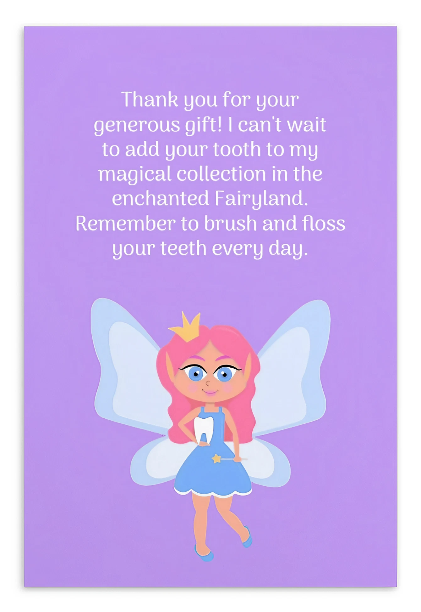 Tooth Fairy Thank You Cards- Thank You For Your Generous Gift!