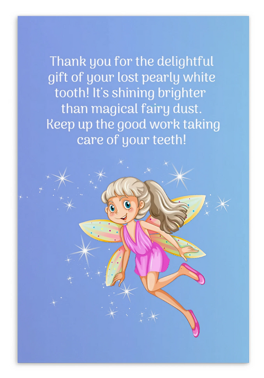 Tooth Fairy Thank You Cards-  Thank You For The Delightful Gift Of Your Lost Pearly White Tooth!