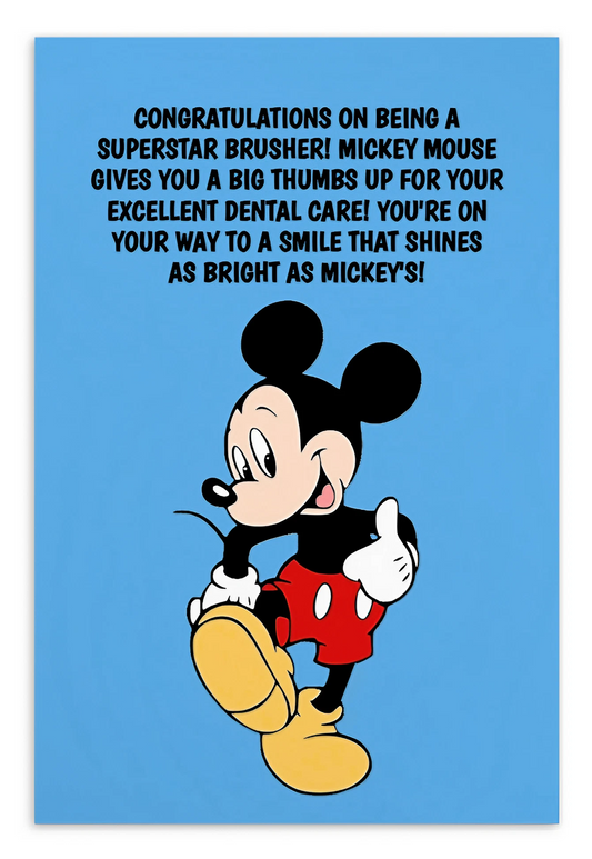Mickey Mouse | Dental Motivational & Reward Cards- Congratulations On Being A Superstar Brusher!