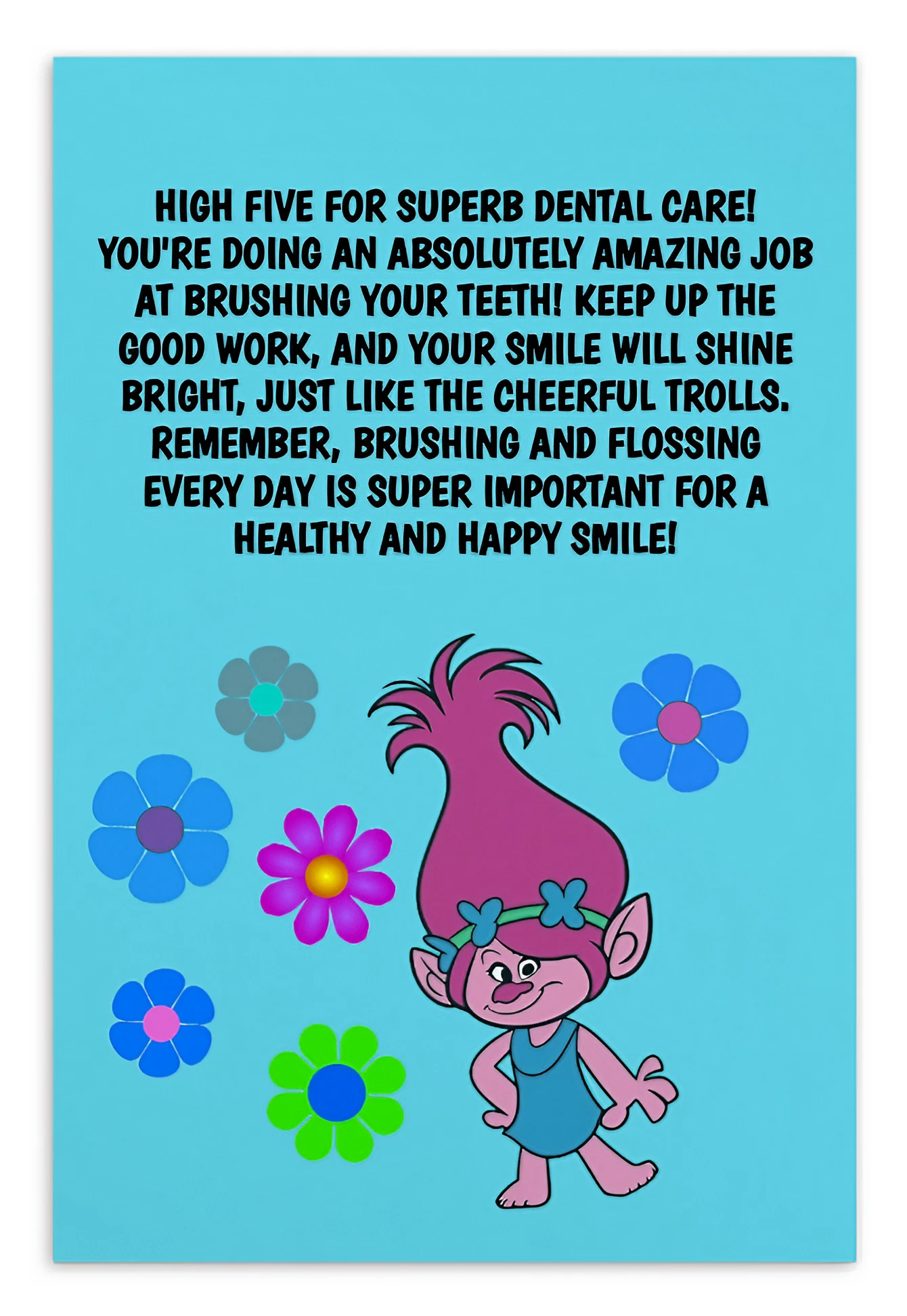 The Trolls | Dental Motivational & Reward Cards- High Five For Superb Dental Care!