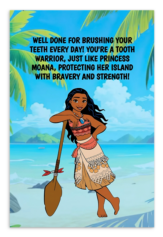 Princess Moana | Dental Motivational & Reward Cards- Well Done For Brushing Your Teeth Every Day!