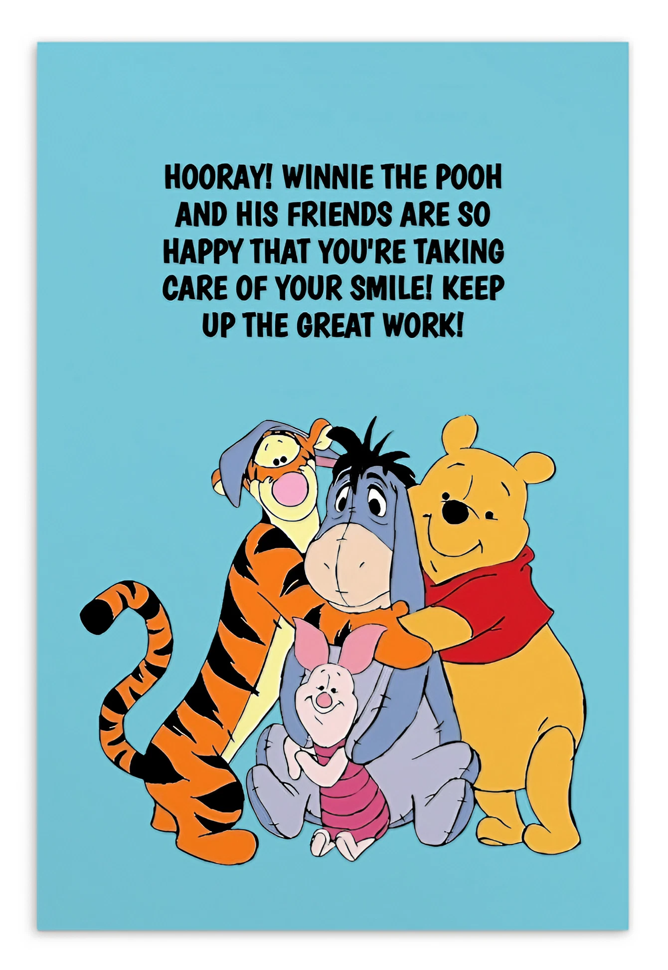 Winnie The Pooh | Dental Motivational & Reward Cards- Hooray! Winnie The Pooh And His Friends Are So Happy That You're Taking Care Of Your Smile!