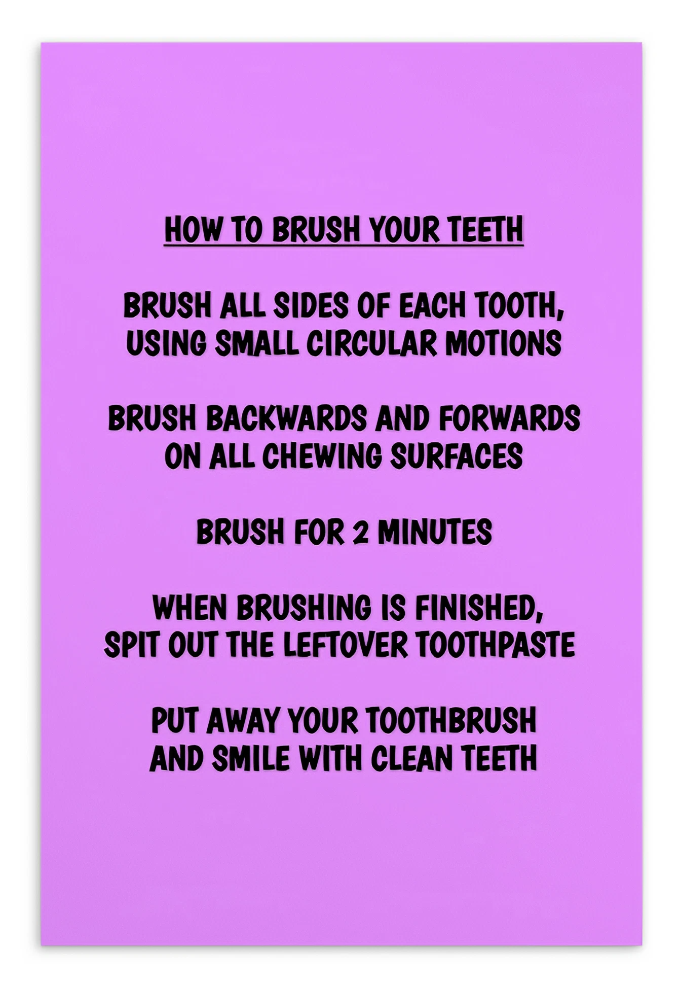 Oral Hygiene Cards- Steps For How To Brush Your Teeth