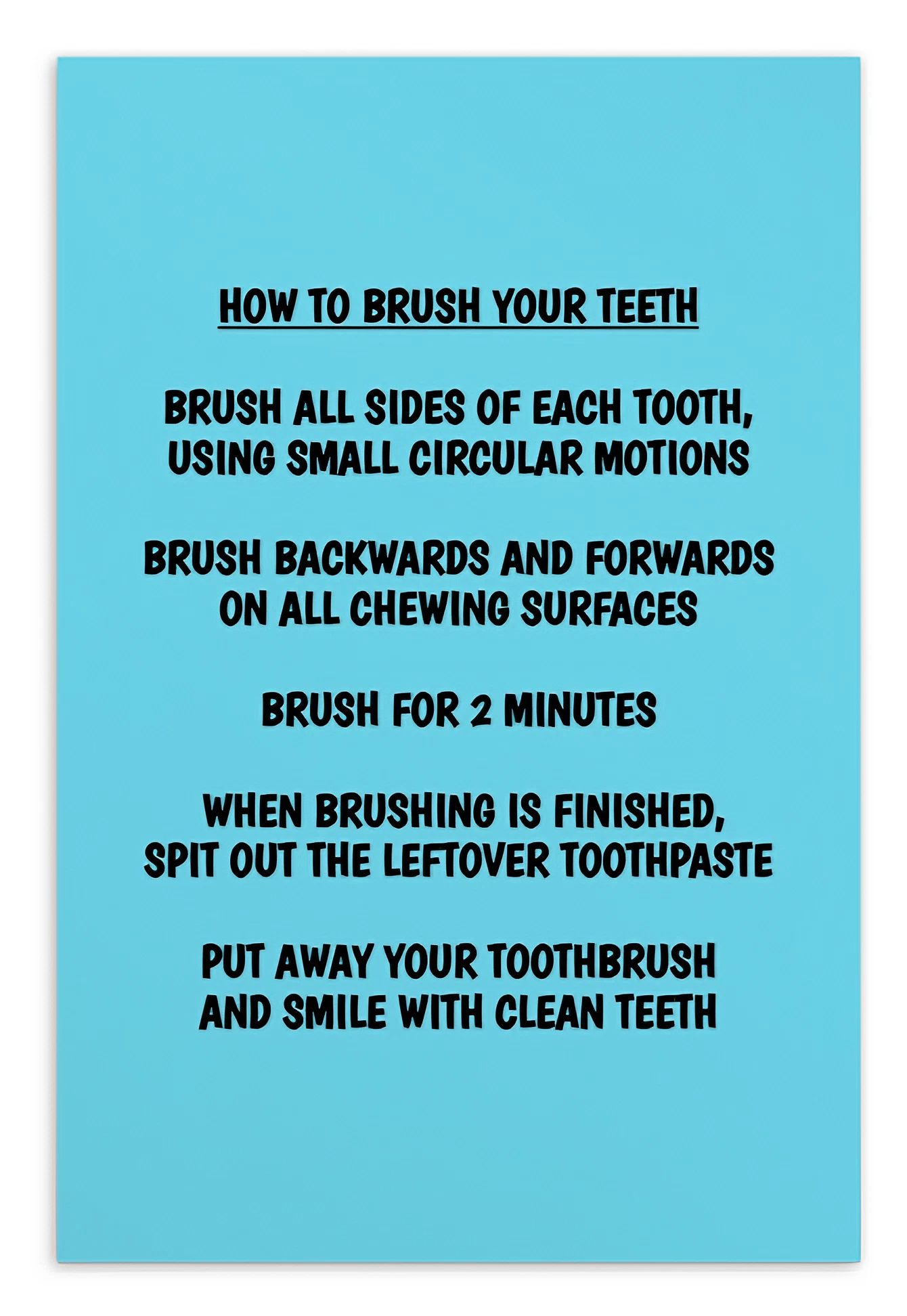 Oral Hygiene Cards- Steps For How To Brush Your Teeth