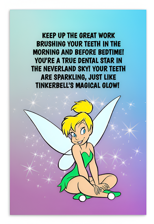 Tinkerbell | Dental Motivational & Reward Cards- Keep Up The Great Work Brushing Your Teeth In The Morning And Before Bedtime!