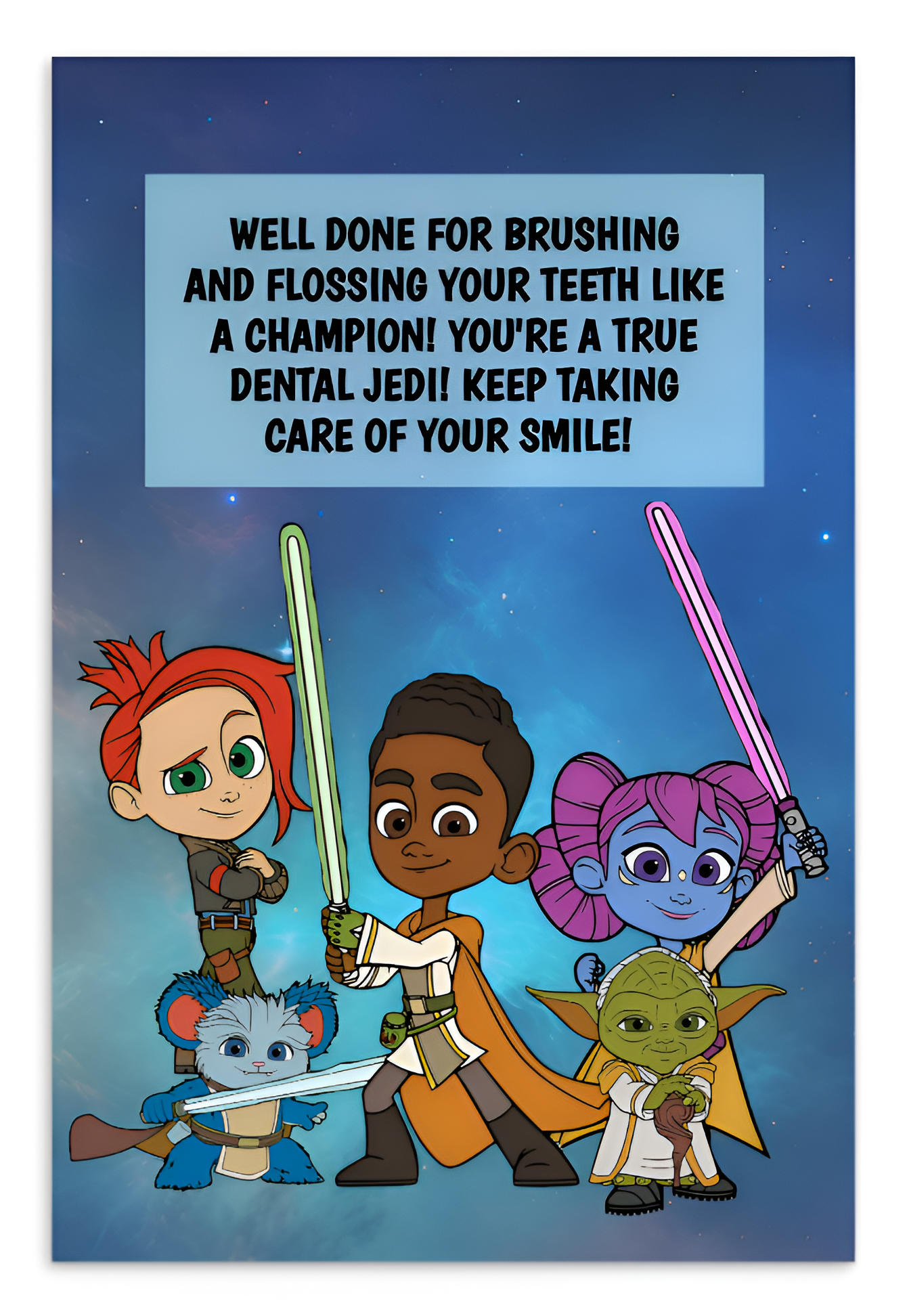 Star Wars Young Jedi Adventures | Dental Motivational & Reward Cards- Well Done For Brushing And Flossing Your Teeth Like A Champion!