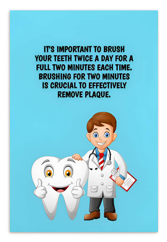 Oral Hygiene Cards- It's Important To Brush Your Teeth Twice A Day For A Full Two Minutes Each Time.