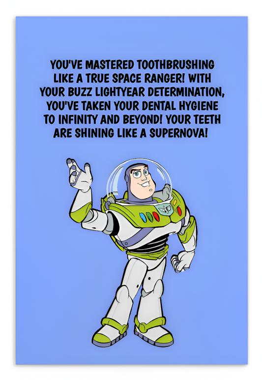 Toy Story Buzz Lightyear Dental Motivational & Reward Cards- You've Mastered Toothbrushing Like A True Space Ranger