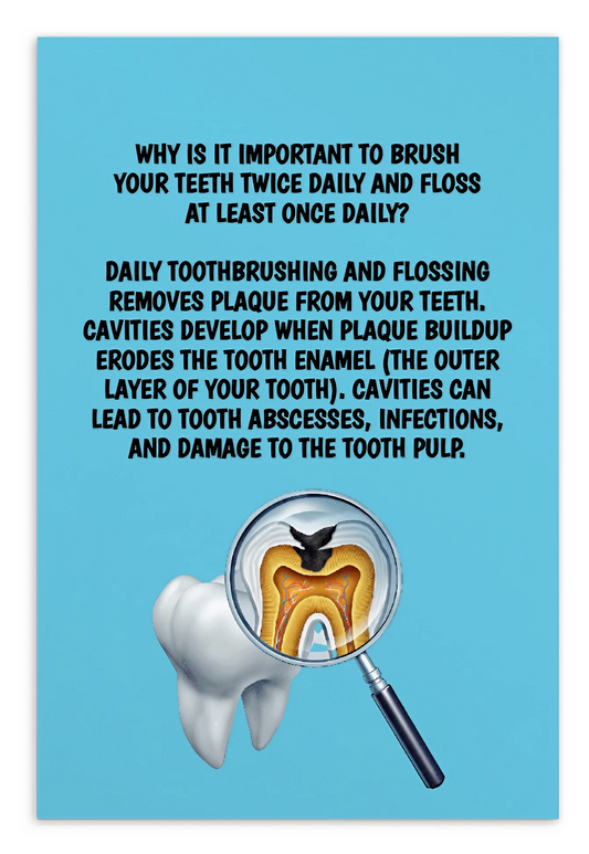 Oral Hygiene Cards- Why Is It Important To Brush Your Teeth Twice Daily And Floss At Least Once Daily?