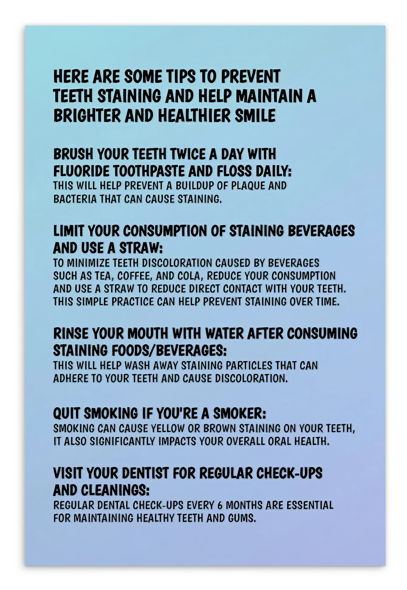 Oral Hygiene Cards-  Here Are Some Tips To Prevent Teeth Staining