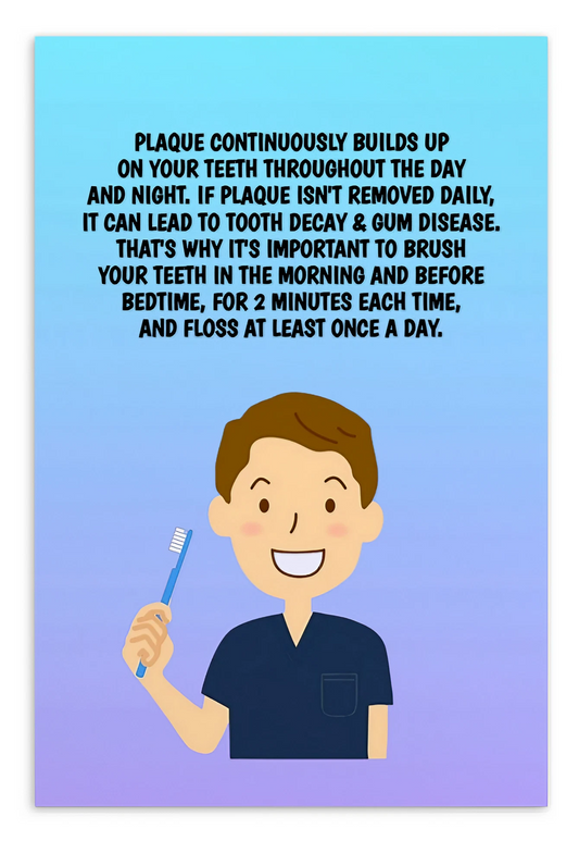 Oral Hygiene Cards- Plaque Continuously Builds Up On Your Teeth Throughout The Day And Night.