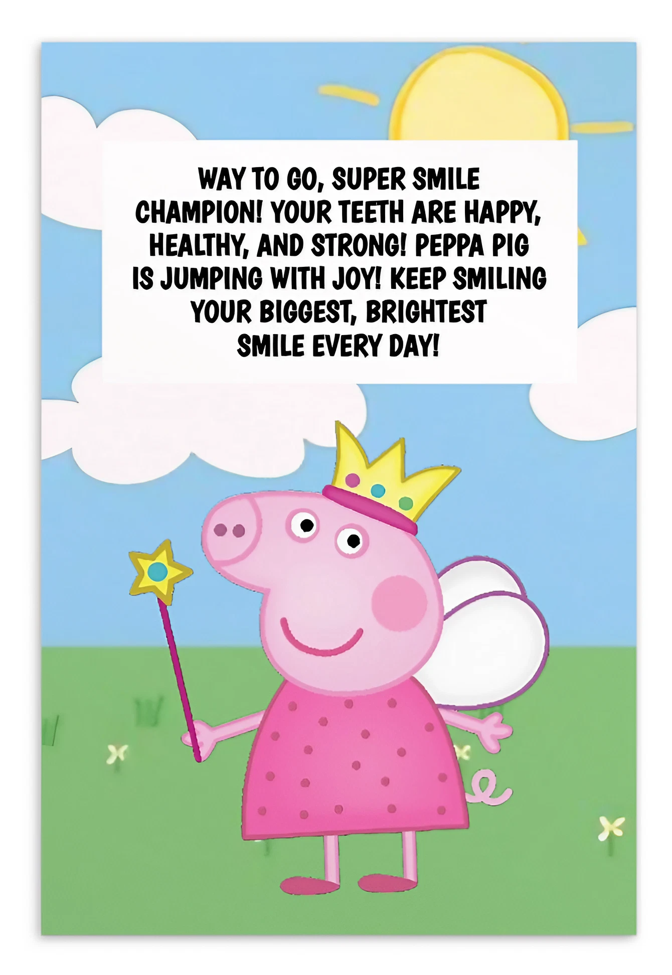 Peppa Pig | Dental Motivational & Reward Cards- Way To Go, Super Smile Champion!
