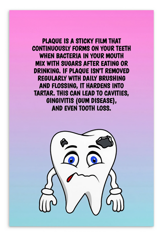 Oral Hygiene Cards-  Plaque Is A Sticky Film That Continuously Forms On Your Teeth
