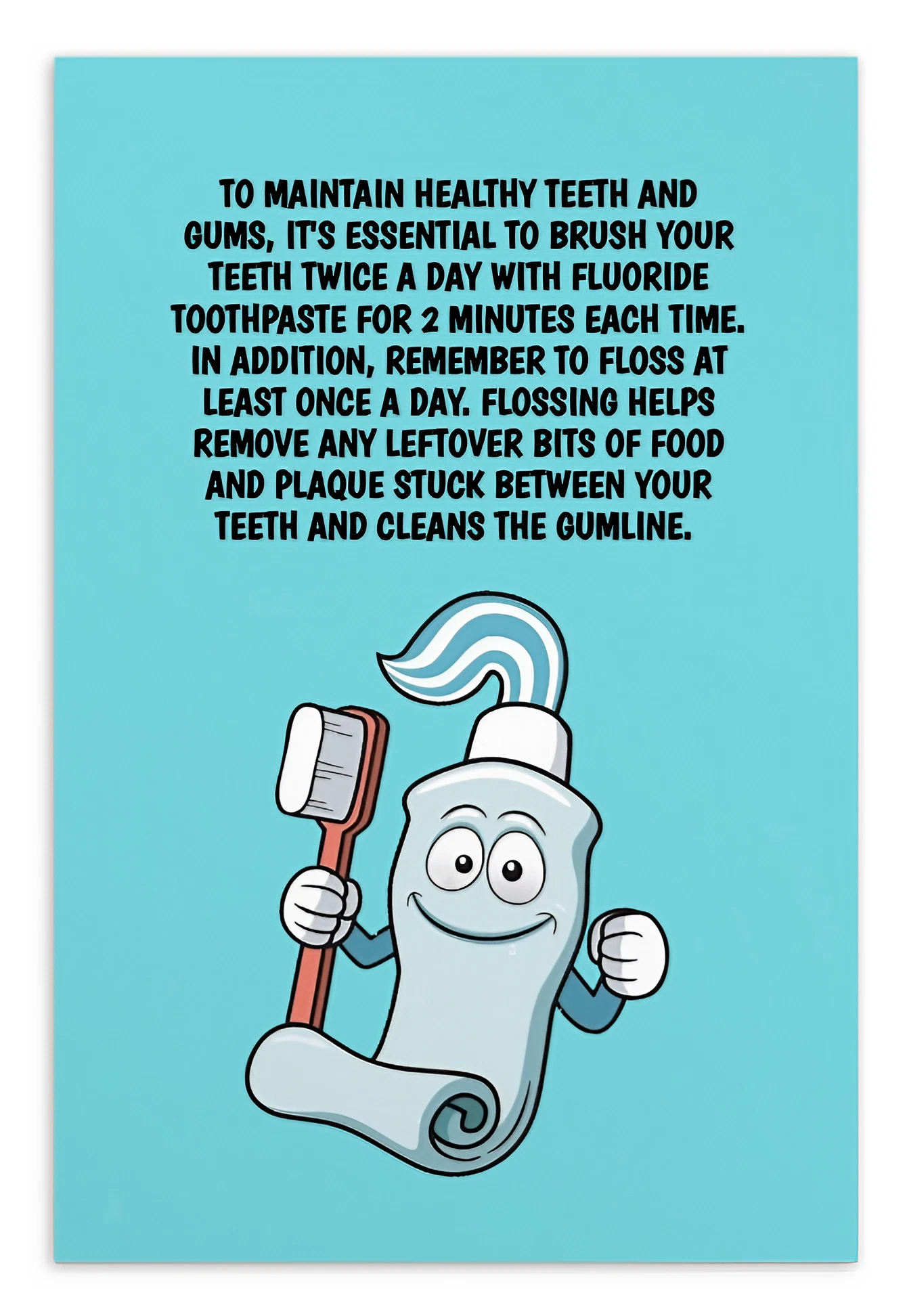 Oral Hygiene Cards-  To Maintain Healthy Teeth And Gums, It's Essential To Brush Your Teeth Twice A Day With Fluoride Toothpaste