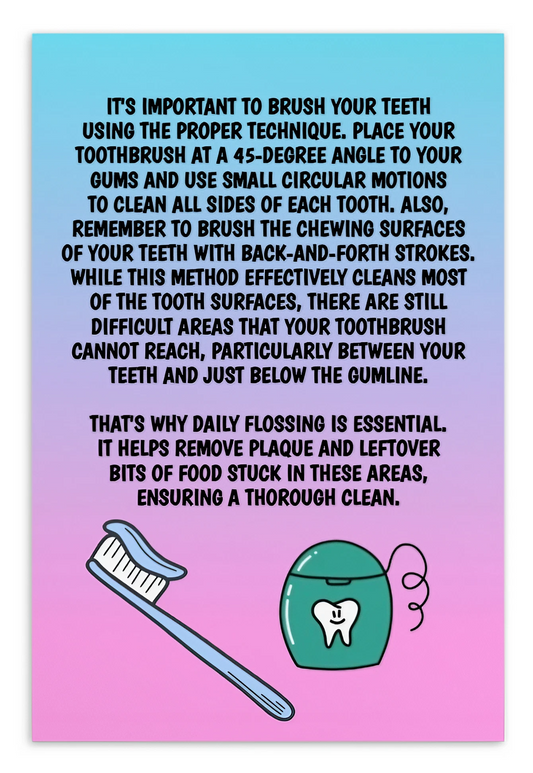 Oral Hygiene Cards-  It's Important To Brush Your Teeth With The Proper Technique
