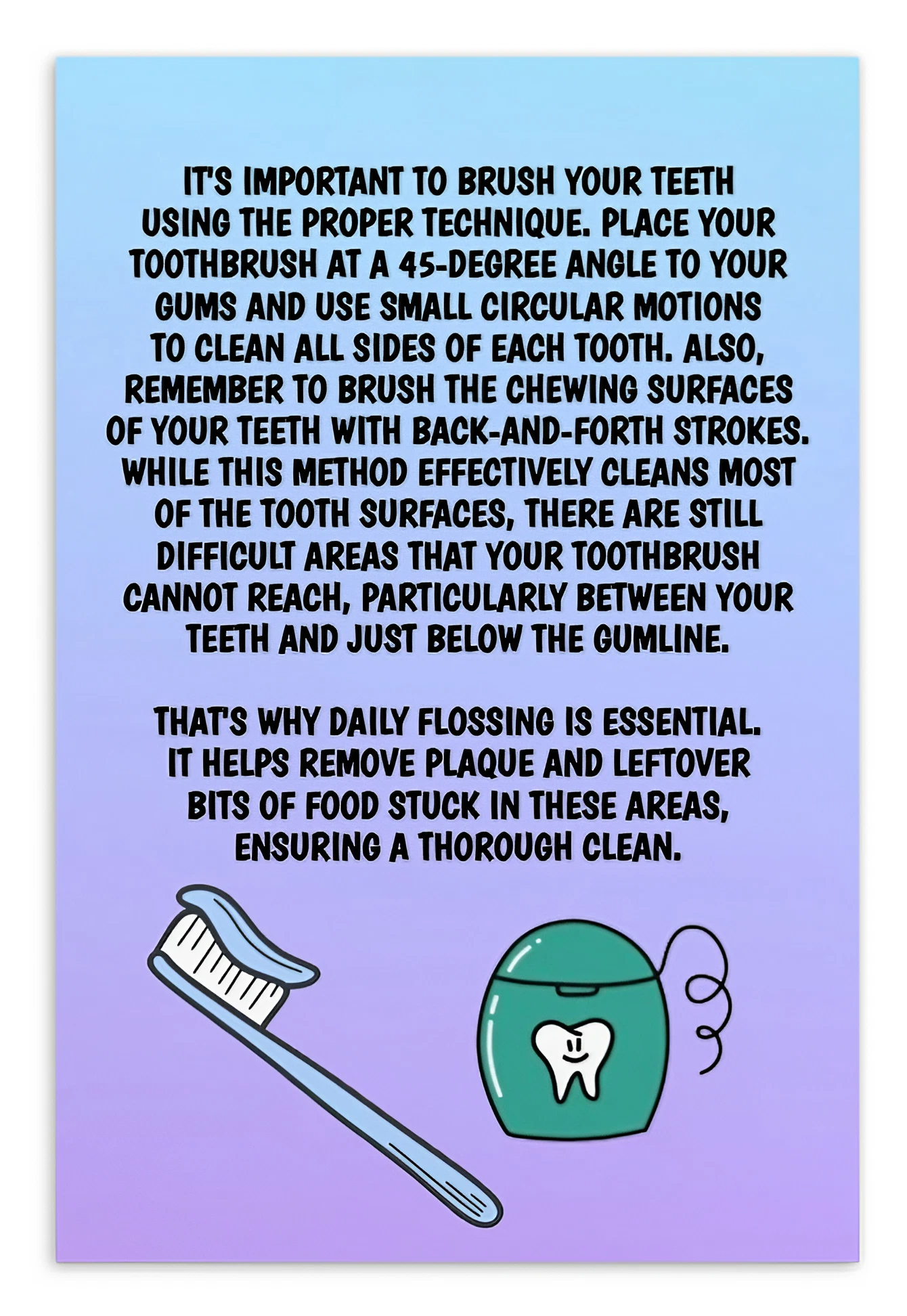 Oral Hygiene Cards- It's Important To Brush Your Teeth With The Proper Technique