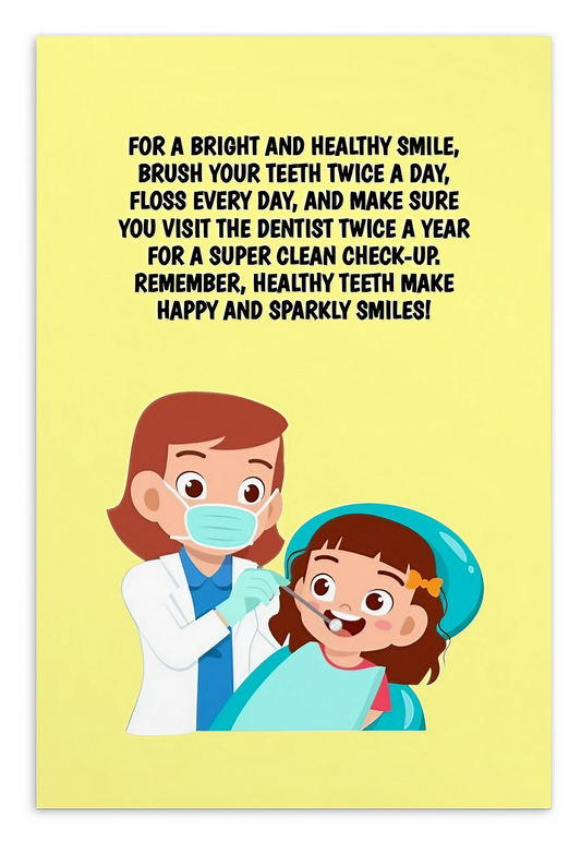 Oral Hygiene Cards- For A Bright And Healthy Smile, Brush Your Teeth Twice A Day