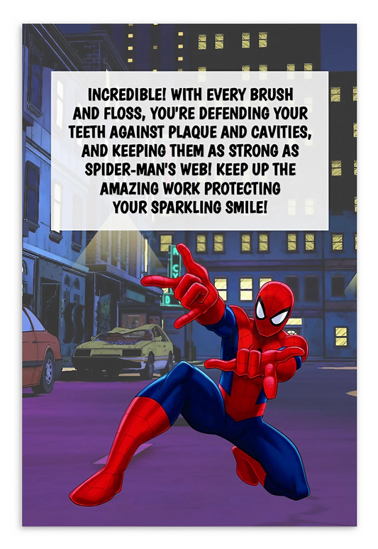 Spider-Man | Dental Motivational & Reward Cards- Incredible! With Every Brush And Floss, You're Defending Your Teeth Against Plaque And Cavities