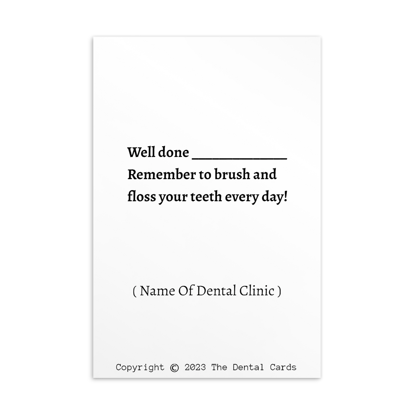 Dental Motivational & Reward Cards- No Cavities Club