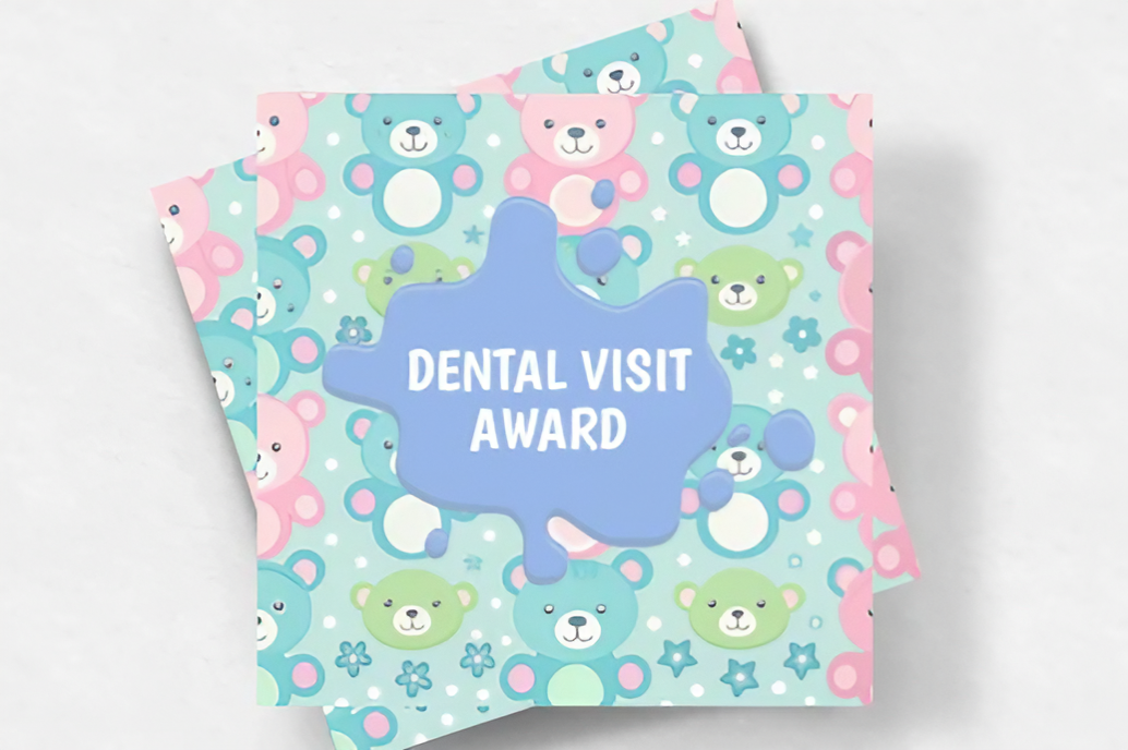 Teddy Bear | Mini Square Dental Award Cards (6.5cm x 6.5cm)