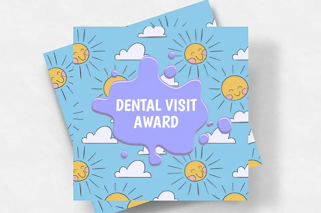 Sun & Clouds | Mini Square Dental Award Cards (6.5cm x 6.5cm)