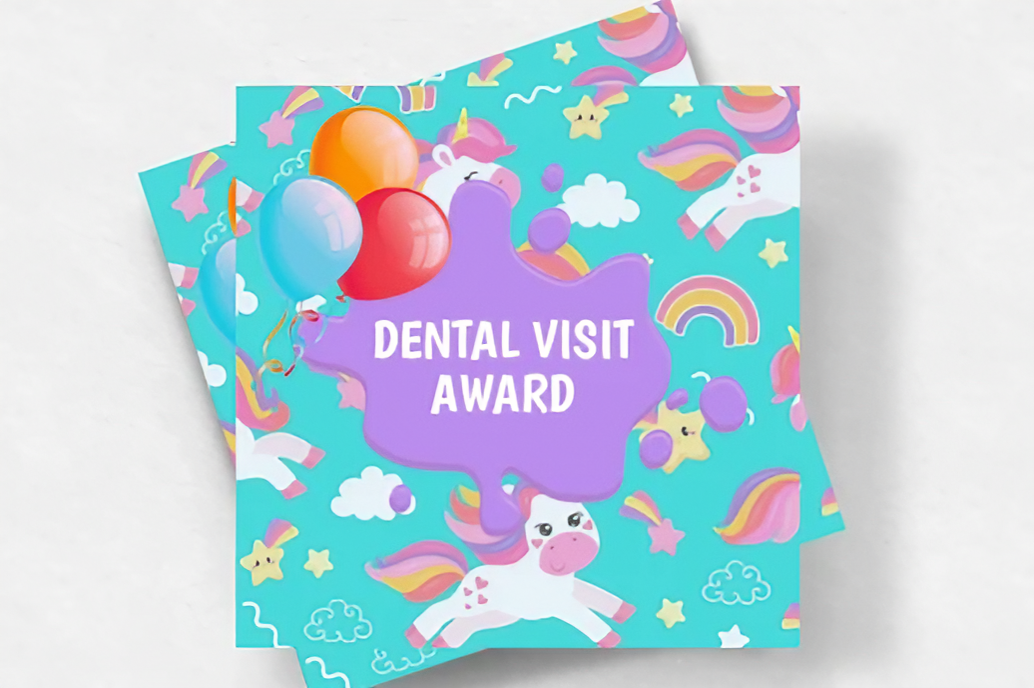 Unicorn | Mini Square Dental Award Cards (6.5cm x 6.5cm)