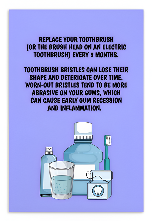 Oral Hygiene Cards-  Replace Your Toothbrush (Or The Brush Head On An Electric Toothbrush) Every 3 Months