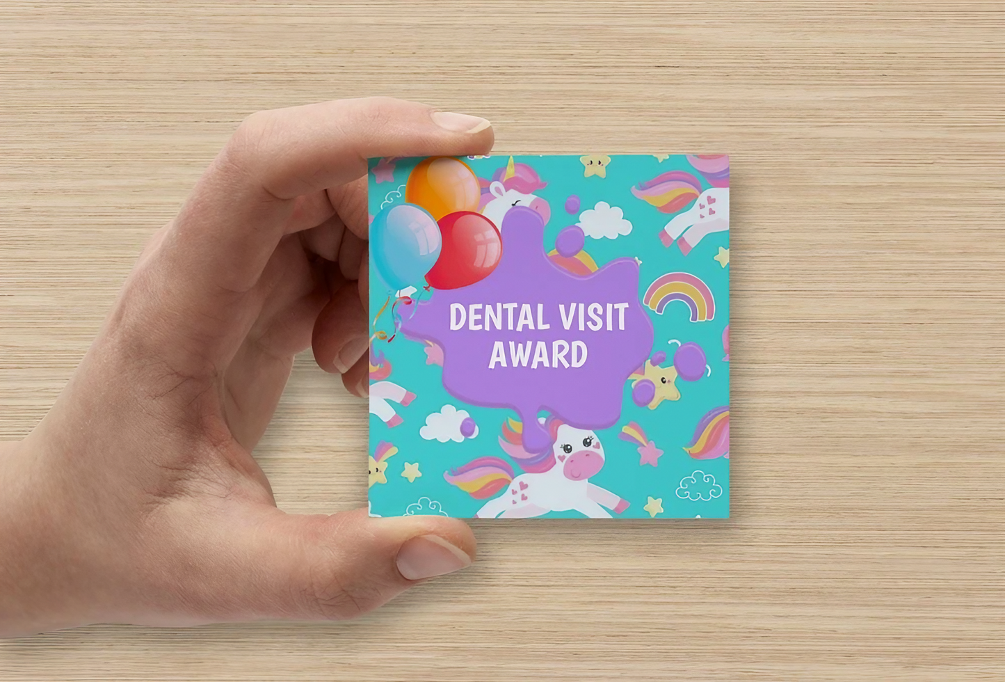 Unicorn | Mini Square Dental Award Cards (6.5cm x 6.5cm)