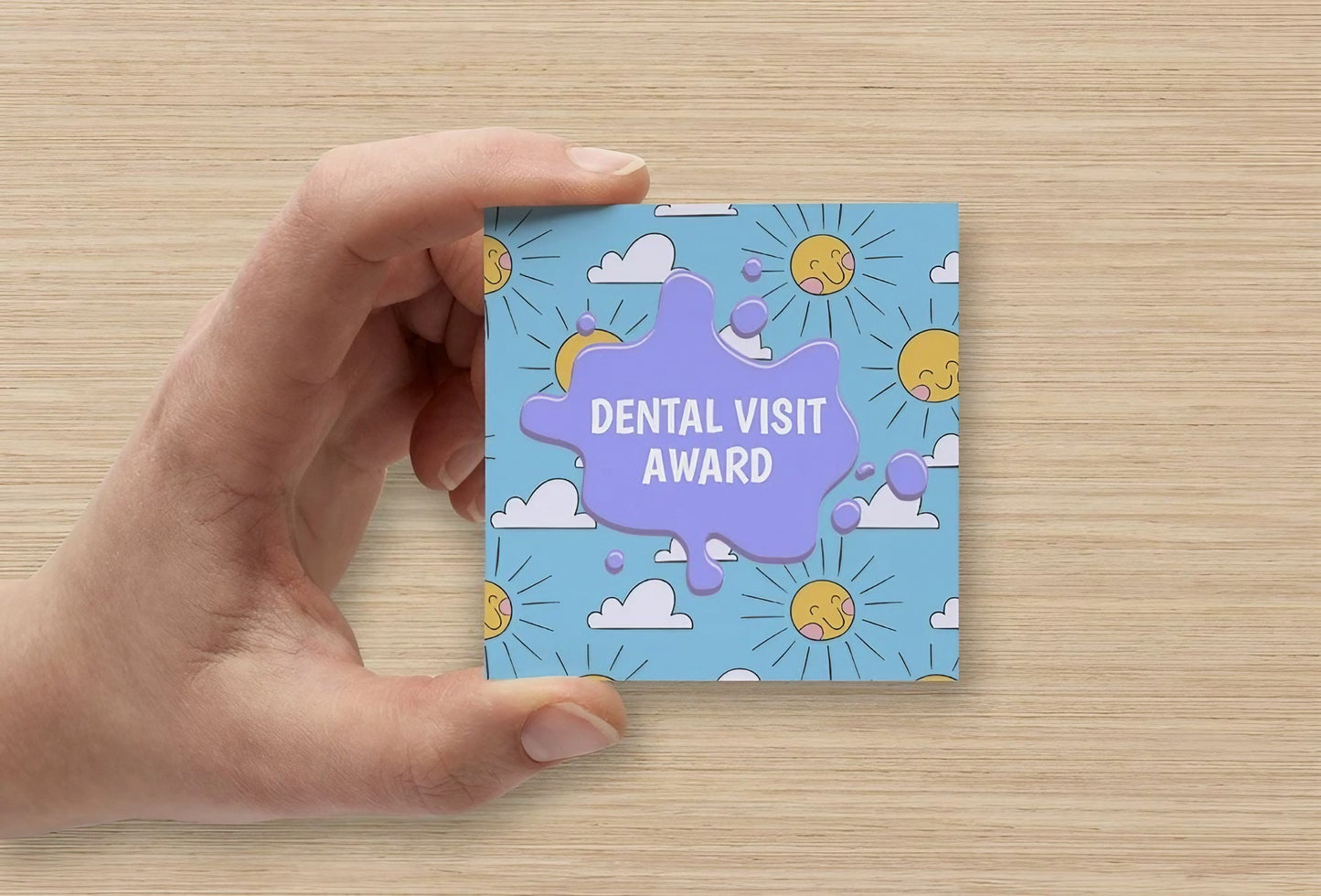 Sun & Clouds | Mini Square Dental Award Cards (6.5cm x 6.5cm)