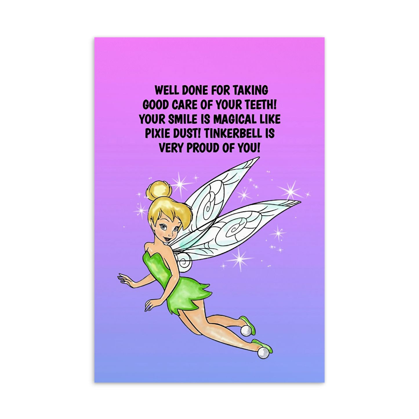 Tinkerbell | Dental Motivational & Reward Cards- Well Done For Taking Good Care Of Your Teeth!