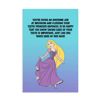 Princess Rapunzel | Dental Motivational & Reward Cards- You're Doing An Awesome Job At Brushing And Flossing Your Teeth!