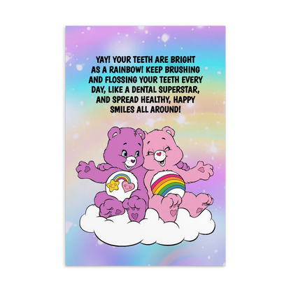 Care Bears | Dental Motivational & Reward Cards- Yay! You're Teeth Are Bright As A Rainbow!