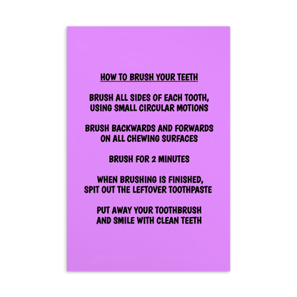 Oral Hygiene Cards- Steps For How To Brush Your Teeth