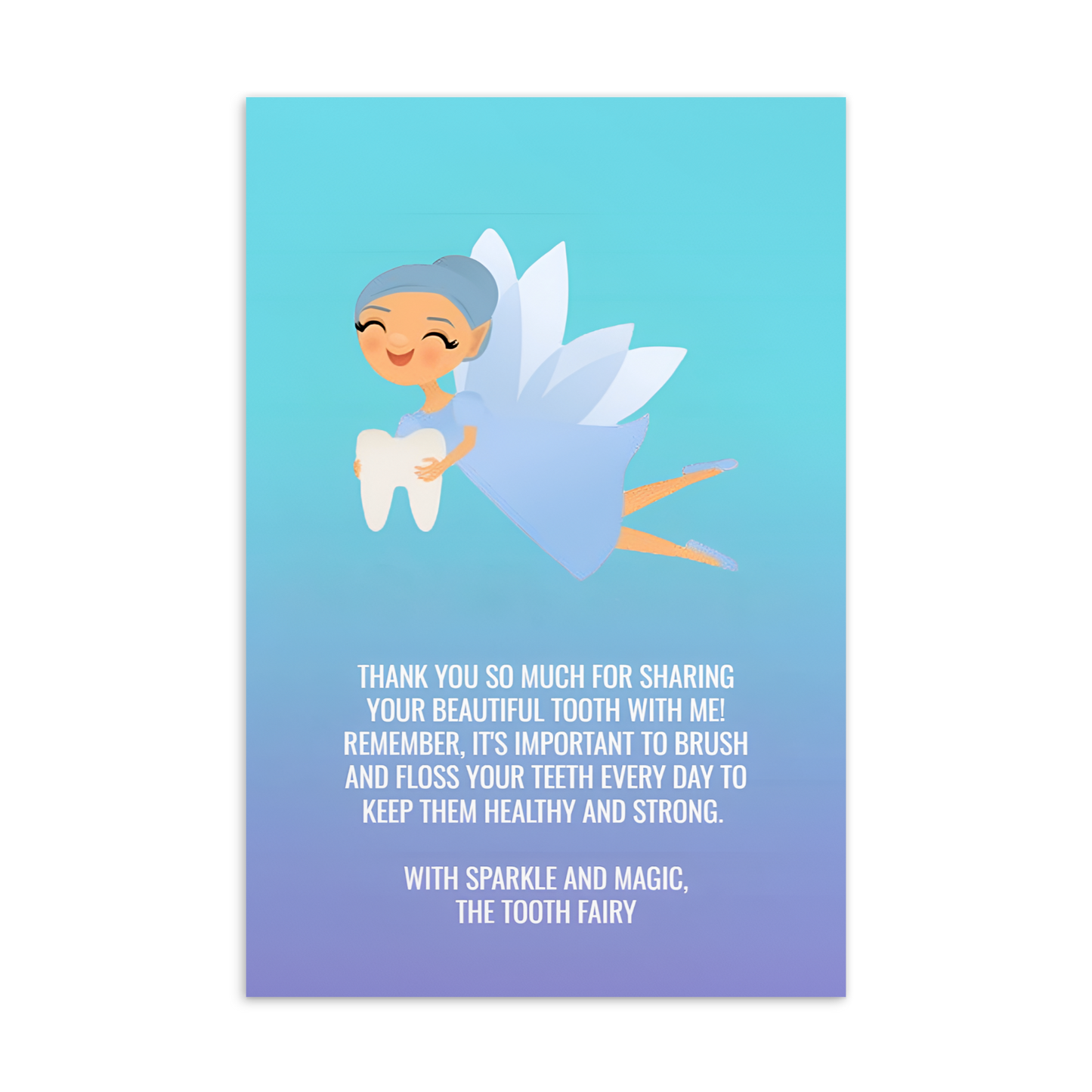 Tooth Fairy Thank You Cards-  Thank You So Much For Sharing Your Beautiful Tooth With Me!