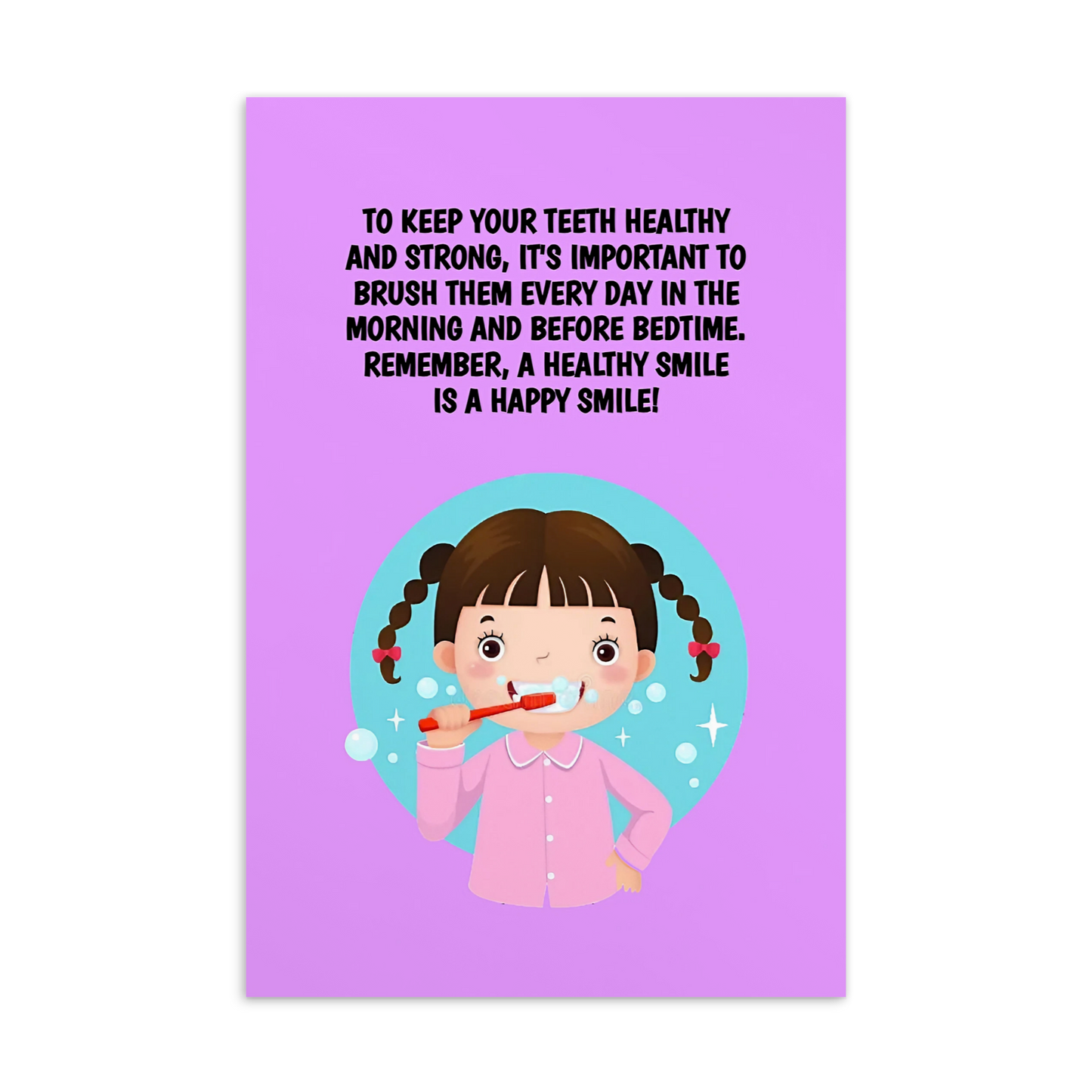 Oral Hygiene Cards- To Keep Your Teeth Healthy And Strong, It's Important To Brush Them Every Day In The Morning And Before Bedtime