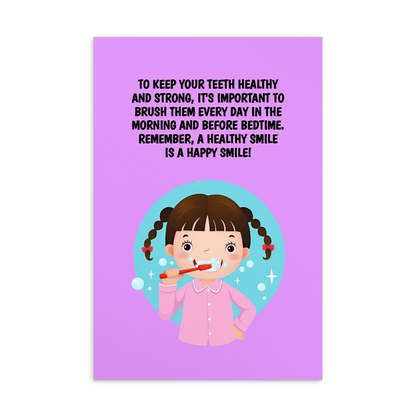 Oral Hygiene Cards- To Keep Your Teeth Healthy And Strong, It's Important To Brush Them Every Day In The Morning And Before Bedtime