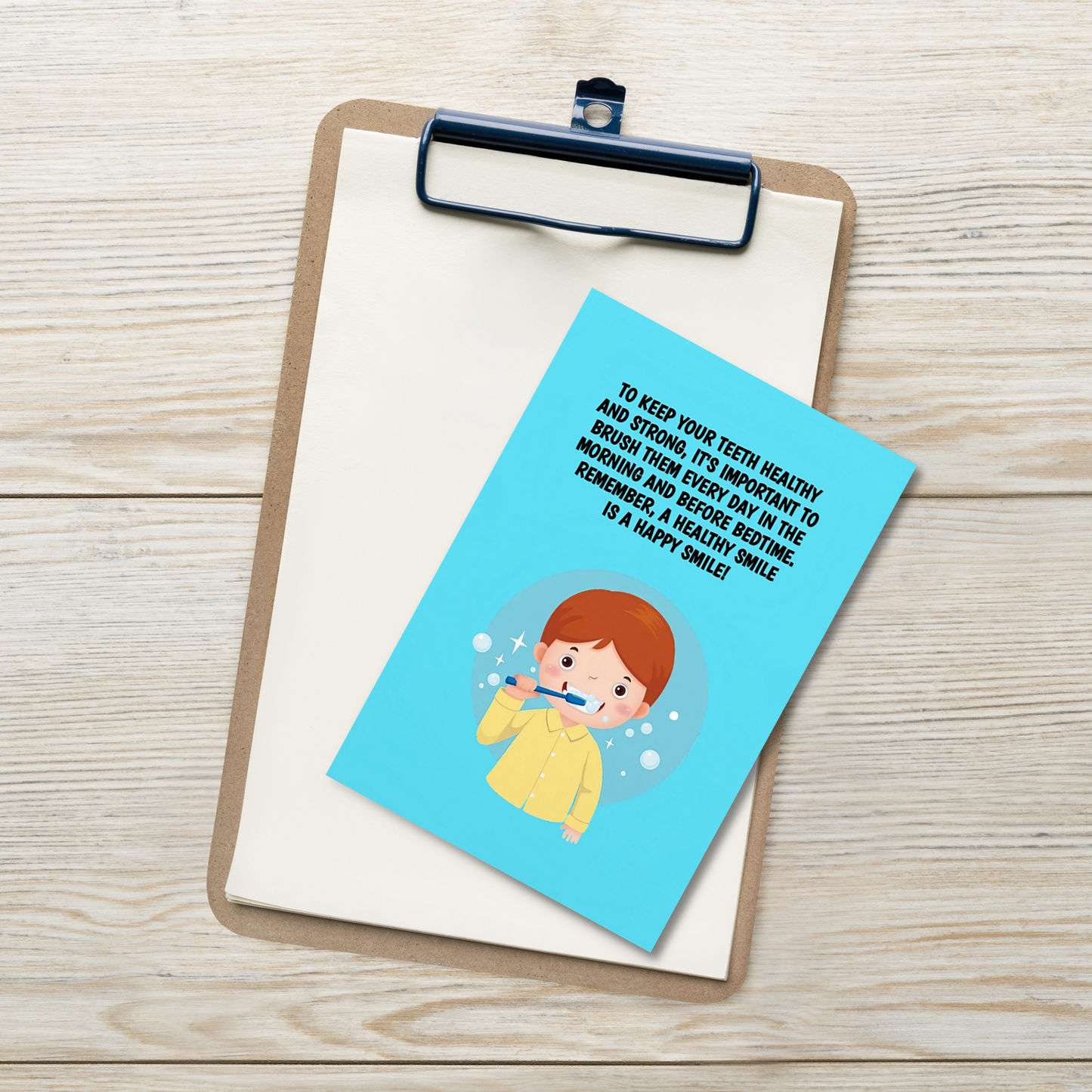 Oral Hygiene Cards- To Keep Your Teeth Healthy And Strong, It's Important To Brush Them Every Day In The Morning And Before Bedtime