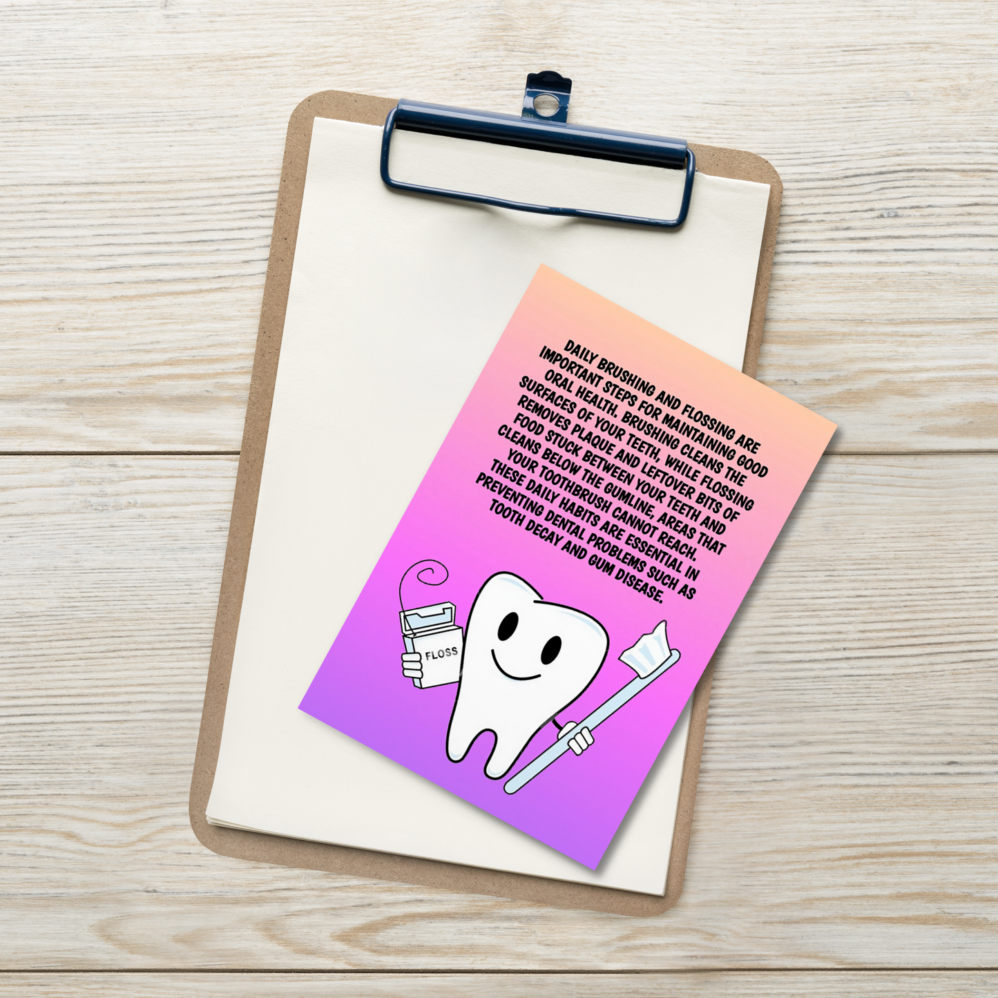 Oral Hygiene Cards- Daily Brushing And Flossing Are Important Steps For Maintaining Good Oral Health