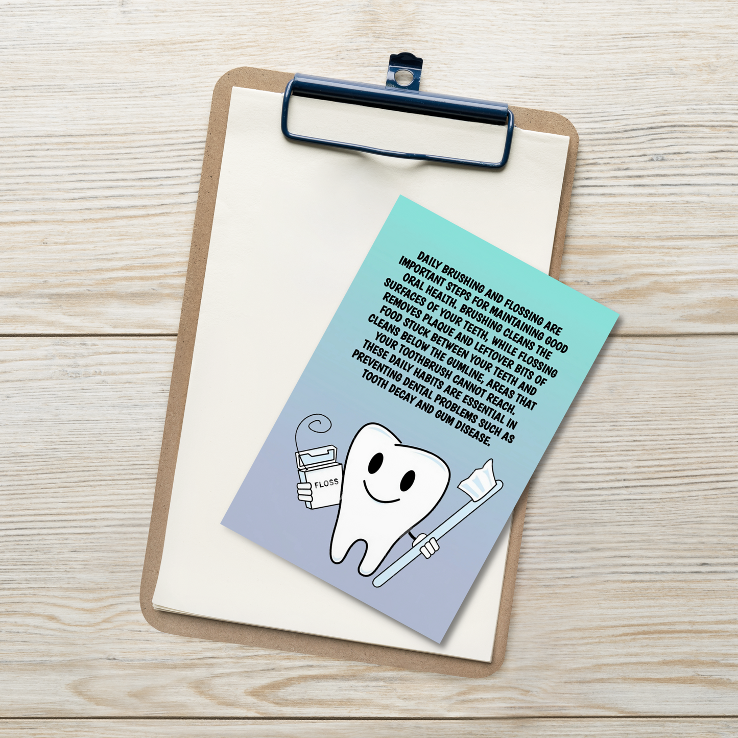 Oral Hygiene Cards- Daily Brushing And Flossing Are Important Steps For Maintaining Good Oral Health