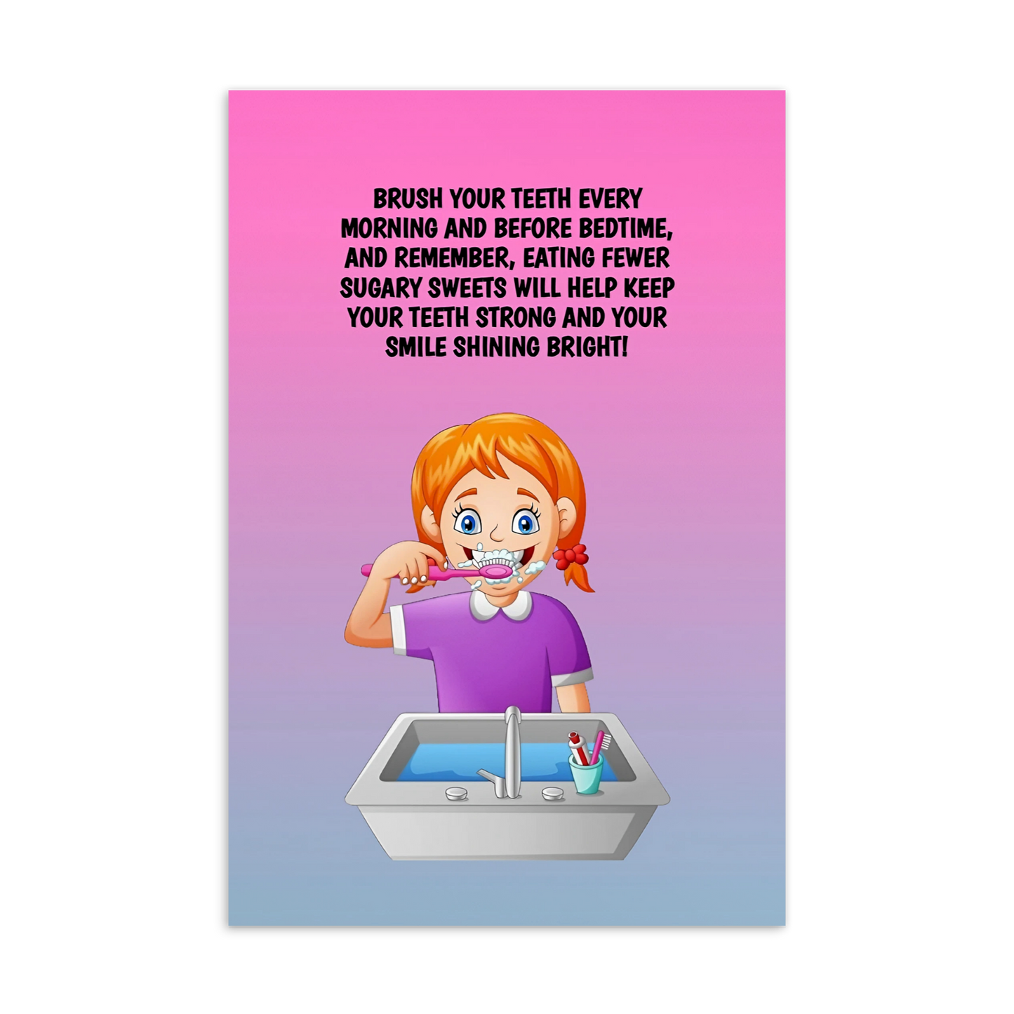 Oral Hygiene Cards- Brush Your Teeth Every Morning And Before Bedtime