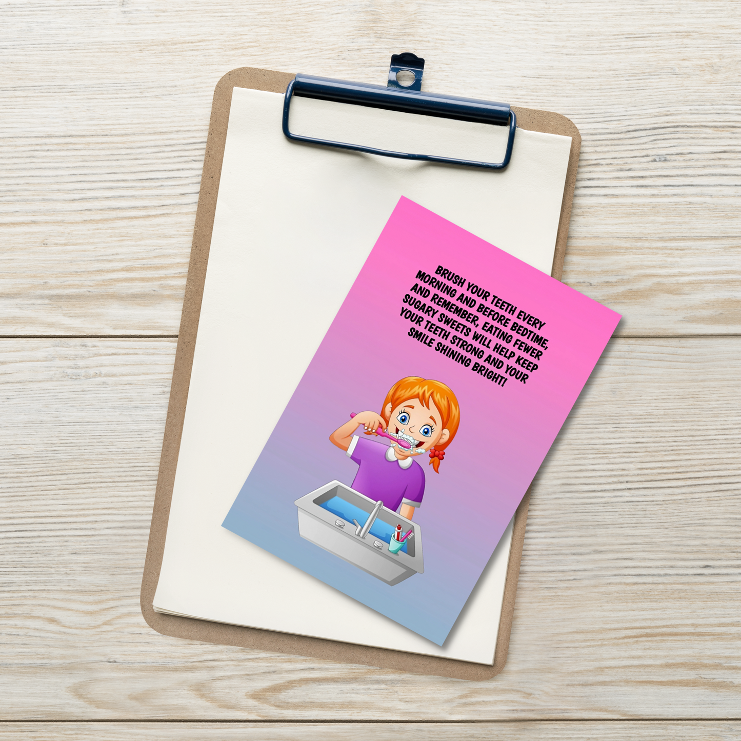 Oral Hygiene Cards- Brush Your Teeth Every Morning And Before Bedtime