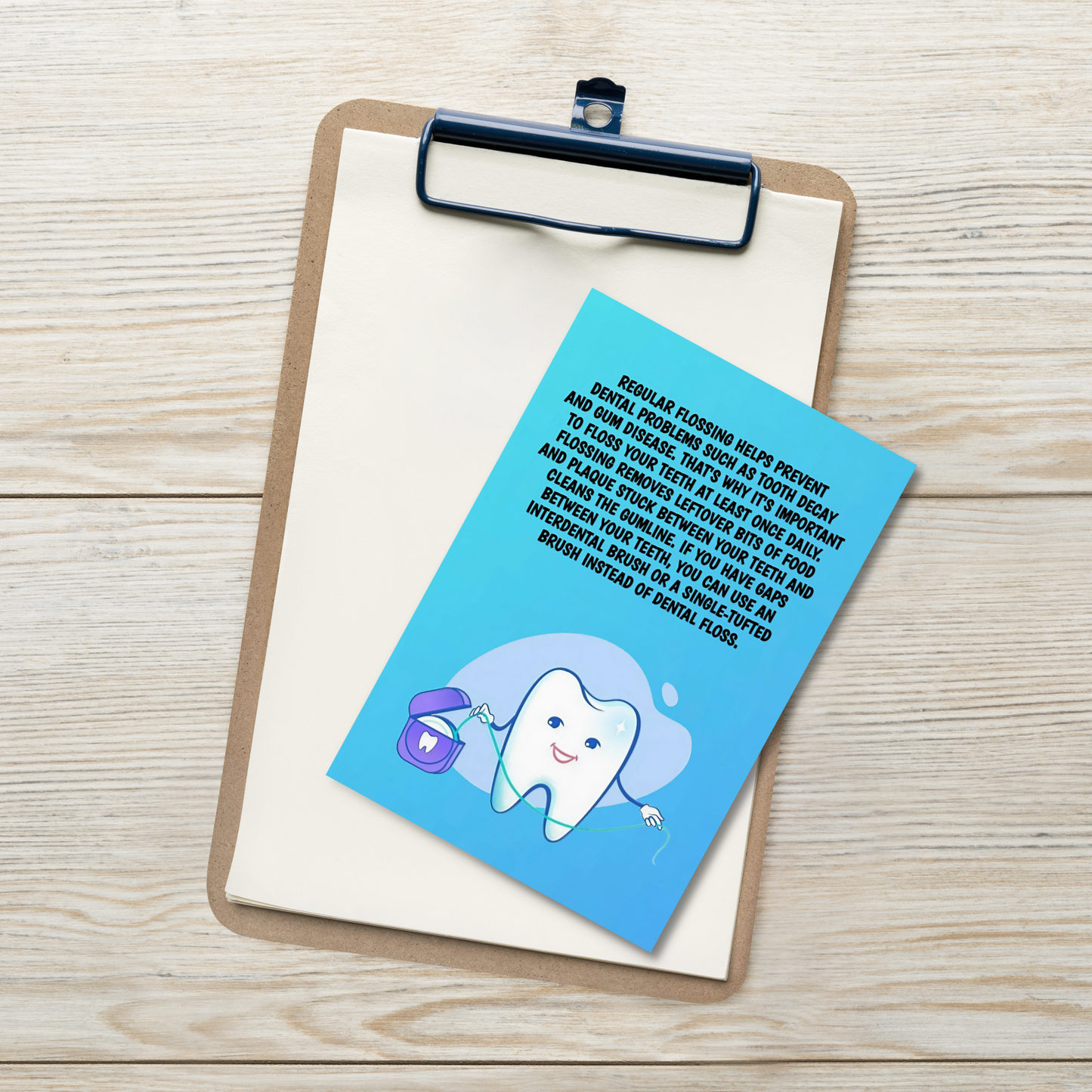 Oral Hygiene Cards- Regular Flossing Helps Prevent Dental Problens Such As Tooth Decay And Gum Disease