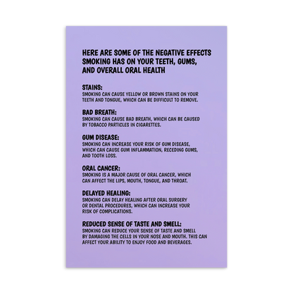 Oral Hygiene Cards-  Here Are Some Of The Negative Effects Smoking Has On Your Teeth, Gums, And Overall Oral Health